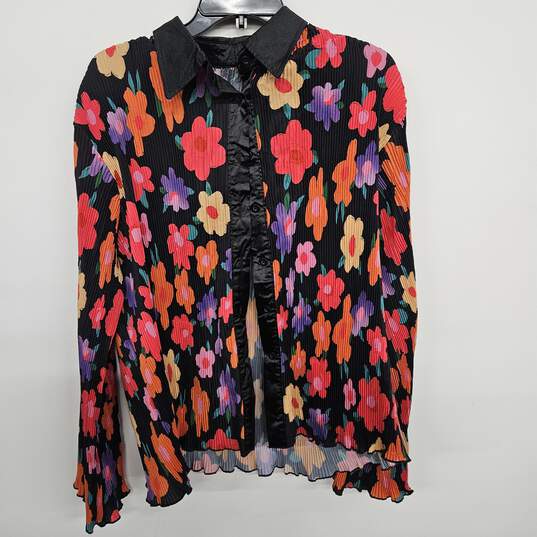 Buy the Multicolor Floral Print 2 Piece Long Sleeve Collared Button Up  Shirt With Pants