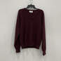 Mens Red Tight Knit V-Neck Long Sleeve Pullover Sweater Size Large image number 1