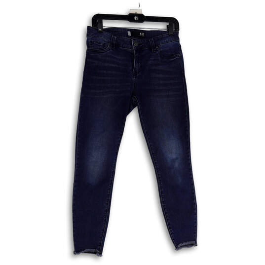Womens Blue Denim Dark Wash Stretch Pockets Skinny Leg Jeans Size 4 image number 1