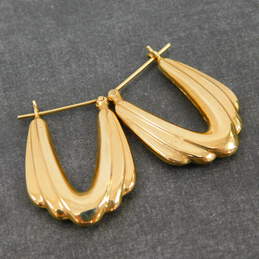 14K Yellow Gold Textured Hoop Earrings 2.6g