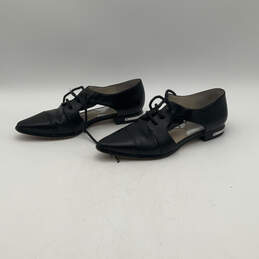 Womens Black Leather Pointed Toe Lace Up Cutout Oxford Shoes Size 7