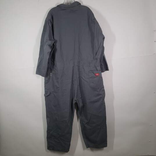 Mens Cotton Zipper Pockets Collared Long Sleeve One-Piece Coverall Size 3XL image number 2