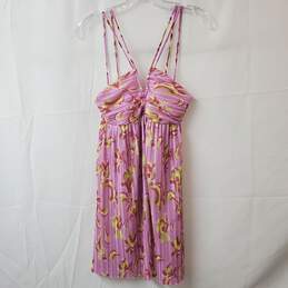 Zara Pink Floral Print Pleated Mini Sleeveless Dress Size S