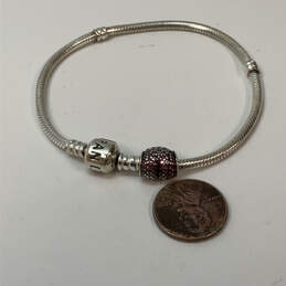 Designer Pandora 925 Sterling Silver Snake Chain Heart Shape Charm Bracelet alternative image