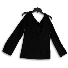 NWT Womens Black Long Sleeve Scoop Neck Pullover Blouse Top Size Medium