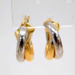 14k Yellow & White Gold Twisted Hoop Earrings 2.5g alternative image