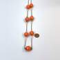 Designer J. Crew Gold-Tone Long Link Chain Stylish Orange Beaded Necklace image number 3