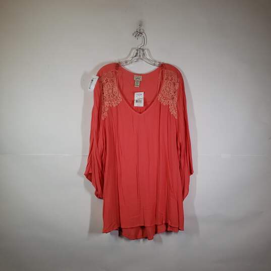 NWT Womens Cotton Long Sleeve V-Neck Short Tunic Top Size 3X image number 1