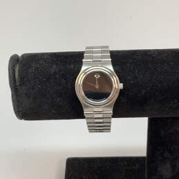 Designer Movado Museum Silver-Tone Round Black Dial Analog Wristwatch