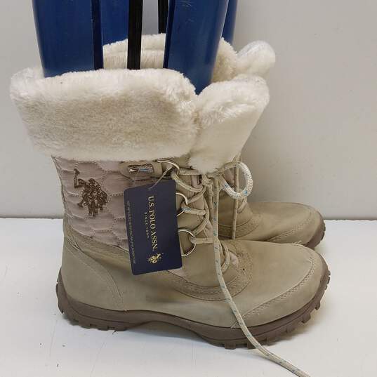US Polo Assn Boots Womens 8.5 M Artic Snow Winter Shearling White Leather Lace Up image number 3