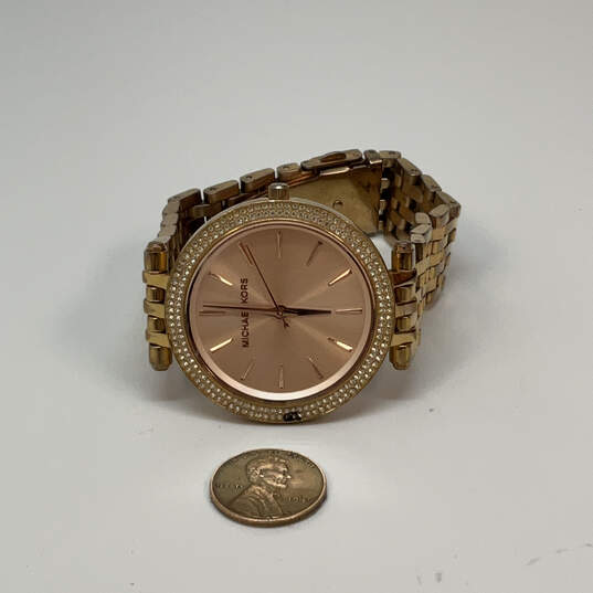 Designer Michael Kors MK-3192 Rose Gold-Tone Darci Stone Analog Wristwatch image number 2