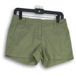 J. Crew Womens Green Flat Front Slash Pocket Chino Shorts Size 2