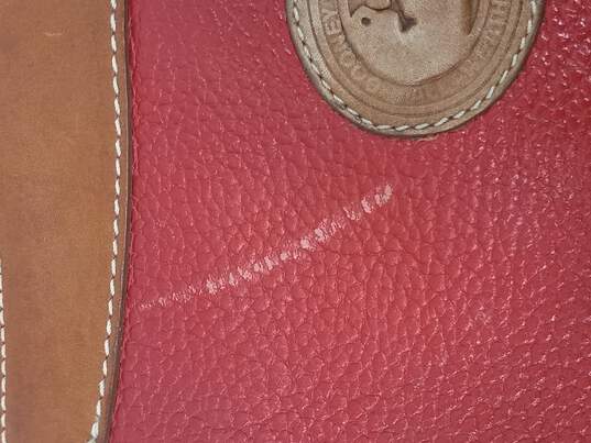 Dooney & Bourke Red/Brown Pebble Leather Crossbody Bag image number 4