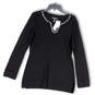 NWT Womens Black Embellished Long Sleeve Side Slit Tunic Sweater Size M image number 1