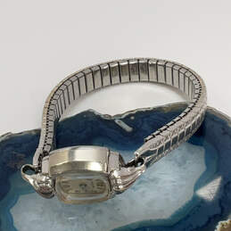 Designer Bulova Silver-Tone Stainless Steel Square Dial Analog Wristwatch
