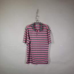 Mens Dri-Fit Striped Short Sleeve Collared Golf Polo Shirt Size Large