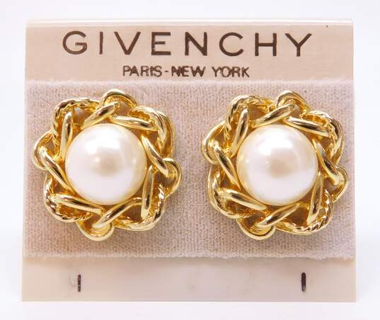 Vintage Givenchy Faux Pearl Rope Detail Pierced Earrings 24.1g image number 6