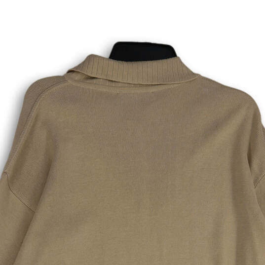 NWT Mens Knitted Beige Long Sleeve Quarter Zip Pullover Sweater Size XXL image number 4