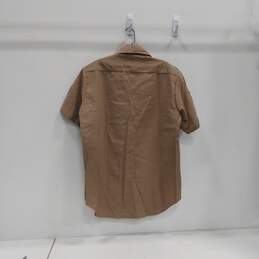 Mens Tan Epaulettes Patches Short Sleeve Military Button Up Shirt Size 16-16.5 alternative image