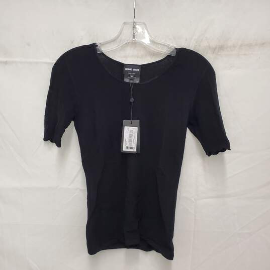 NWT Giorgio Armani WM's Black Fleece Short Sleeve Top Size 7.5 Authenticated image number 1