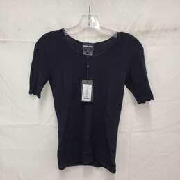 NWT Giorgio Armani WM's Black Fleece Short Sleeve Top Size 7.5 Authenticated