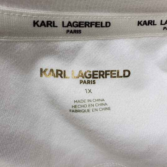 Karl Lagerfeld Paris White Gold Logo Pullover Sweatshirt Women's 1X image number 2