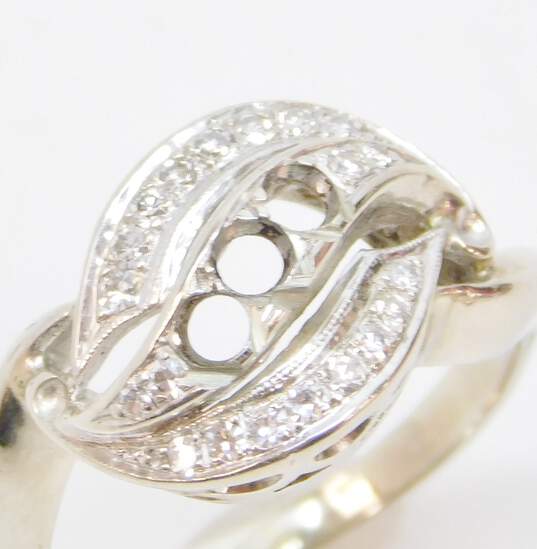 Vintage 10K White Gold 0.26 CTTW Diamond Ring Setting- For Repair 4.5g image number 4