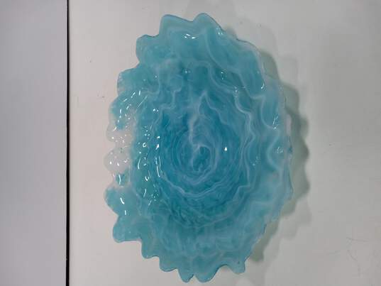 Decorative Blue Swirl Glass Plate image number 1