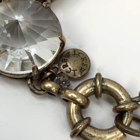 Designer J. Crew Gold-Tone Clear Crystal Cut Stone Link Chain Bracelet image number 4