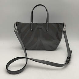 Womens Gray Printed Leather Inner Pocket Detachable Strap Satchel Bag alternative image