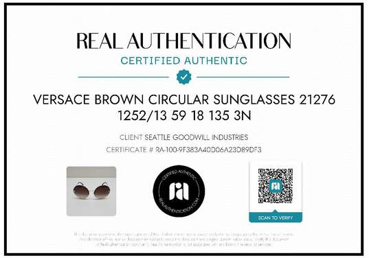 AUTHENTICATED VERSACE BROWN CIRCULAR SUNGLASSES 21276 1252/13 image number 2