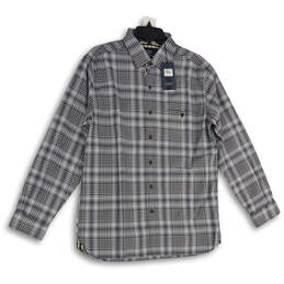 NWT Mens Blue Plaid Spread Collar Long Sleeve Button-Up Shirt Size Medium
