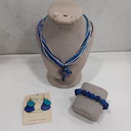 Dark Blue Tone Costume Jewelry Assorted 3pc Lot