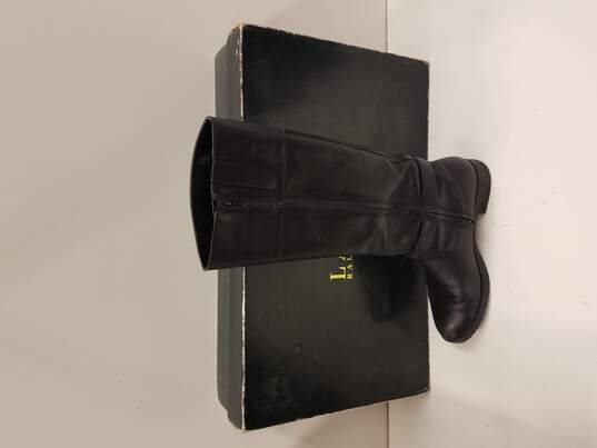 Ralph Lauren Sanya Black Leather Mid Zip Boots Shoes Women's Size 6 M image number 2