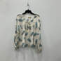 NWT Womens White Blue Feather Print Cold Shoulder Sleeve Blouse Top Sz S/P image number 1