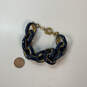 Designer J. Crew Gold-Tone Blue Enamel Large Link Chain Bracelet image number 3