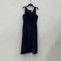 Womens Blue Sleeveless Cowl Neck Back Zip Juliet Crepe Sheath Dress Size 16 image number 1