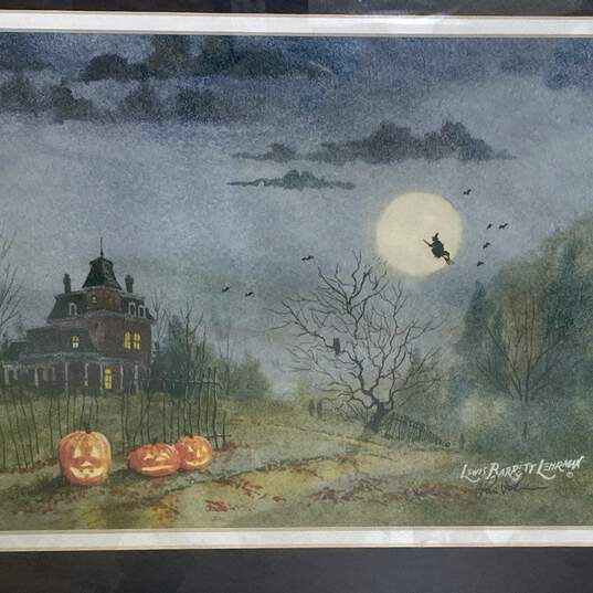Haunted Halloween House Print by Lewis Barrett Lehrman Signed. Matted & Framed image number 4