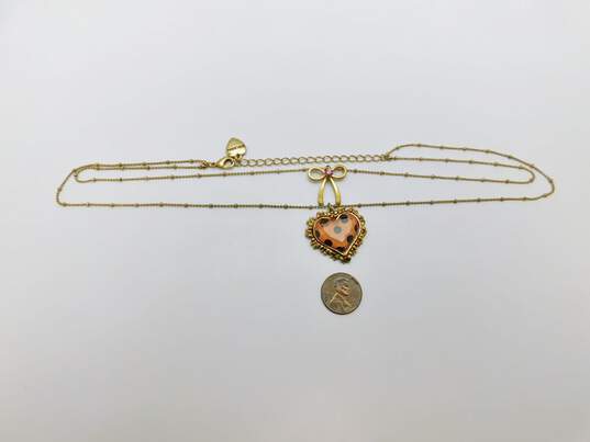 Designer Betsey Johnson Polka Dot Heart & Bow Double Strand Necklace image number 5