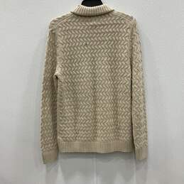 Express Mens Beige Knitted Turtleneck Long Sleeve Pullover Sweater Size Medium alternative image