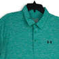 Mens Teal Heather Spread Collar Short Sleeve Polo Shirt Size X-Large image number 3