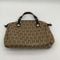 Womens Brown Monogram Inner Outer Pocket Double Handle Handbag Purse image number 2