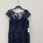 NWT Womens Navy Blue Corded Lace Short Sleeve Maxi Dress Size 14 image number 3