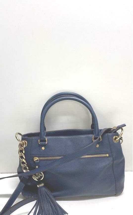 Michael Kors Navy Blue Pebbled Leather Crossbody Bag image number 1