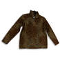 Womens Multicolor Leopard Print Mock Neck 1/4 Zip Fleece Jacket Size S/P image number 1
