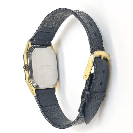 Dufonte By Lucien Piccard Black & Gold Tone Vintage Quartz Watch image number 7