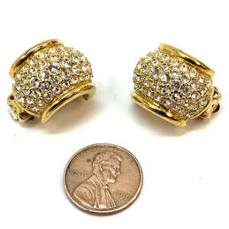 Designer Swarovski Gold-Tone Clear Rhinestone Clip-On Stud Earrings alternative image