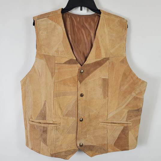 Men's Brown Suede Leather Vest SZ XL image number 1