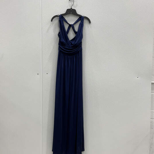 Womens Blue V-Neck Sleeveless Pullover Long Maxi Dress Size Small image number 1