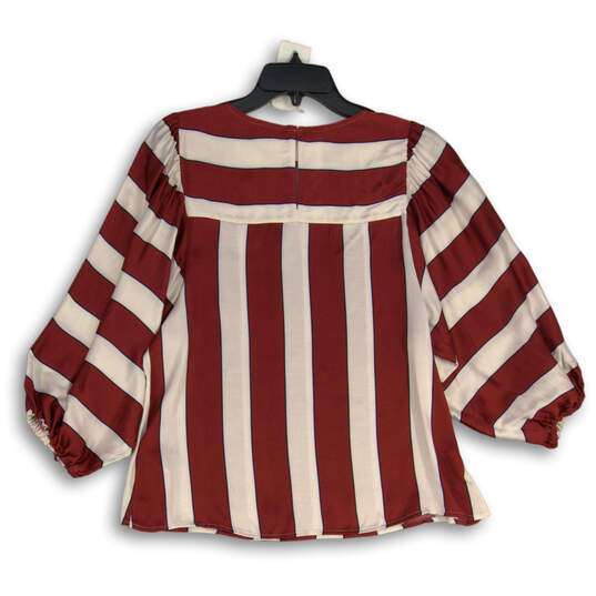 NWT Womens Red White Striped Balloon Sleeve Pullover Blouse Top Size 8 image number 2